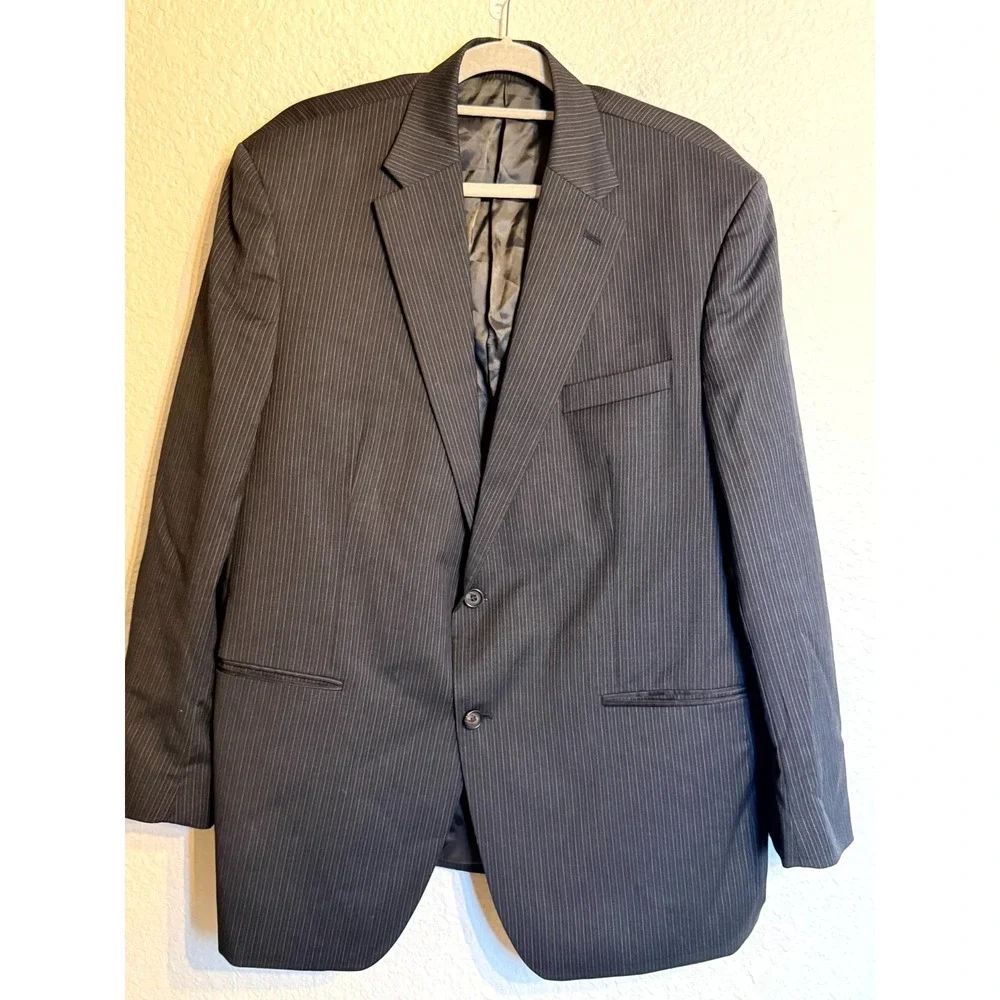 Lauren Ralph Lauren Jacket Men 46R Black Wool Striped Utility Press Low Moisture